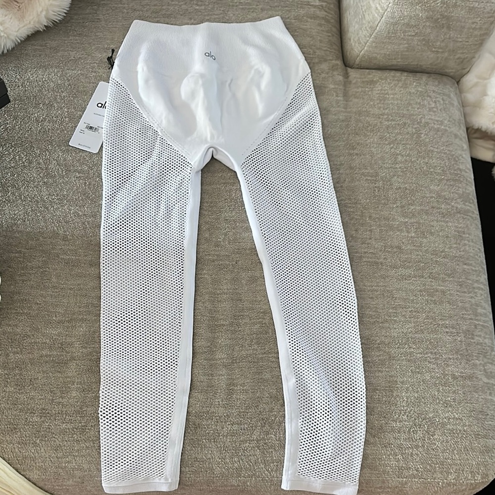 Alo White Mesh Leggings Size Medium